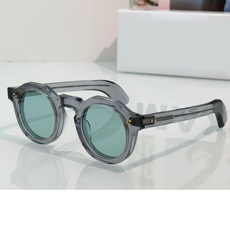 2026 جديد النمط الياباني خمر نظارات شمسية بمادة الخلات للرجال النساء عالية الجودة مصمم القيادة السفر نظارات دائرية UV400