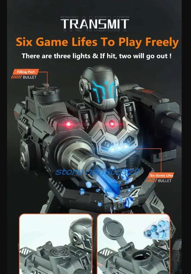 Multiplayer Battle 360° Rotate Remote Control Robot 2.4G 4WD 6 Life Infrared Induction Light Music RC Robot Kid Toy