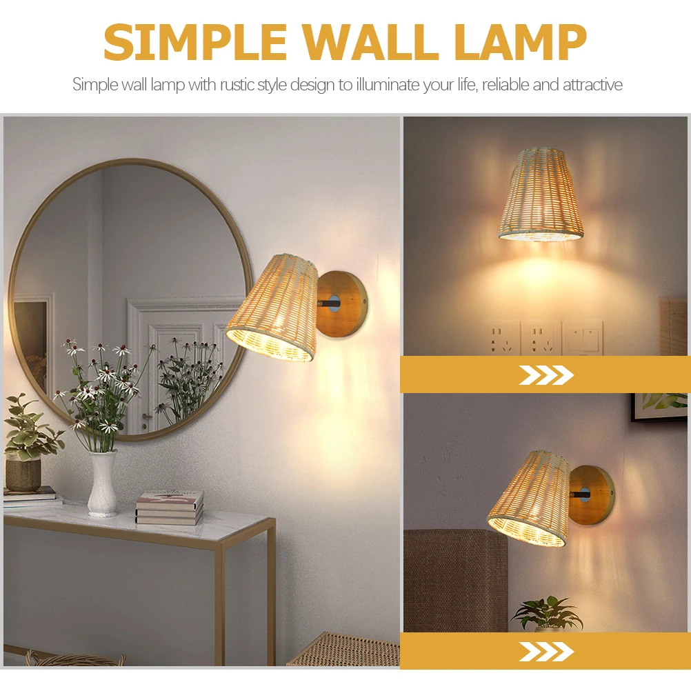 

Rattan Wall Lamp Modern Night Light Bedroom Wall Lights Living Room Sconces Lighting Fixtures Warm Atmosphere Home Styles