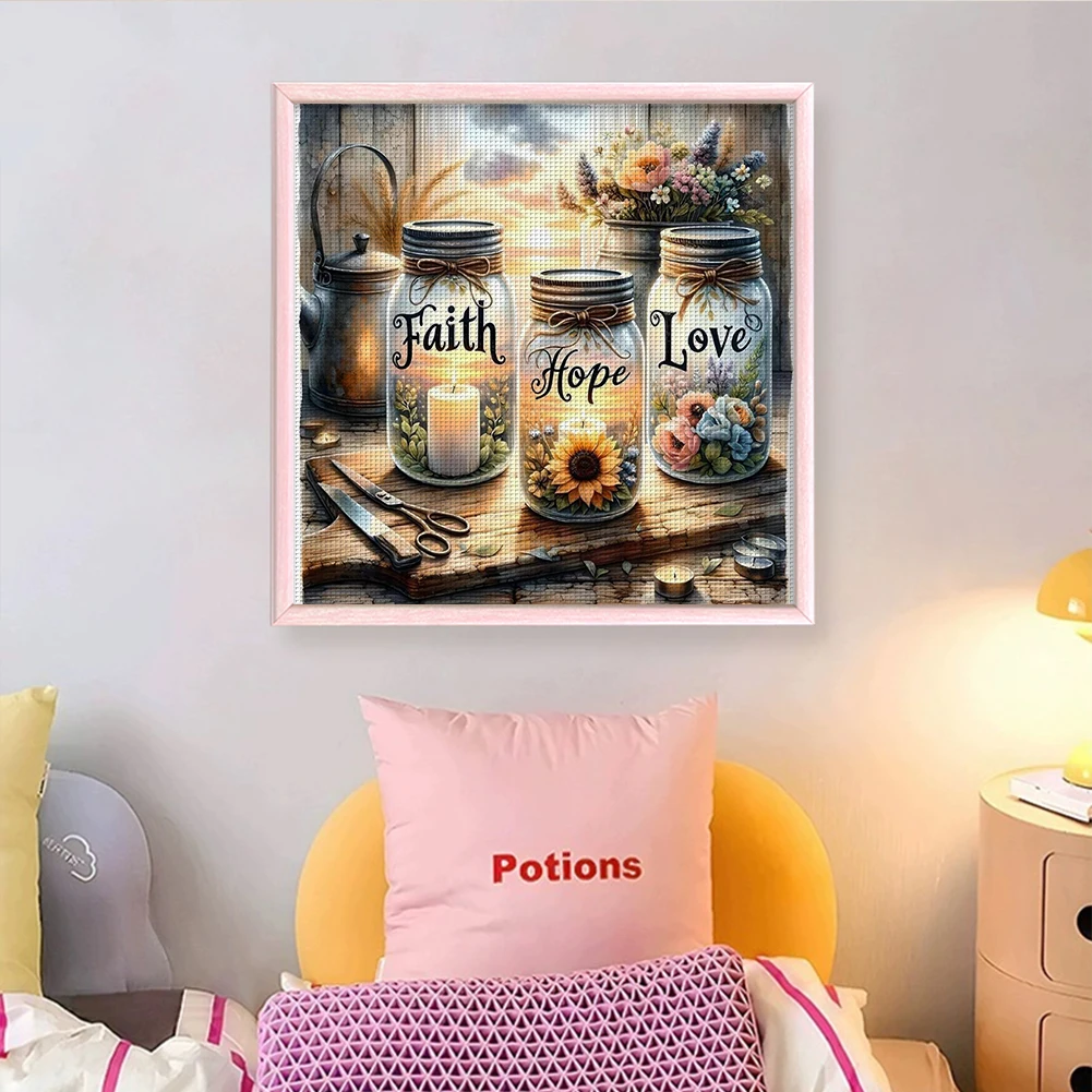 

Bottles Jar Full 11CT DIY Counted Cross Stitch Embroidery Kit Home Decor 45x45cm