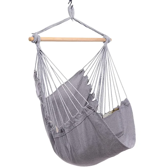

New Design Indoor/Outdoor Hammock Swing Chair Adult Camping Hammock with Cotton Polyester Rope Metal Suspension Function
