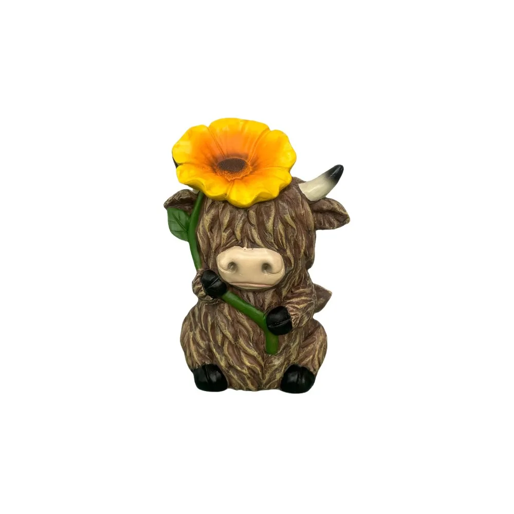 

Crafts Adorable Highland Yak Sign Figurine Cute Cartoon Cow Statue Mushroom Resin Animal Sculpture Ornament Table