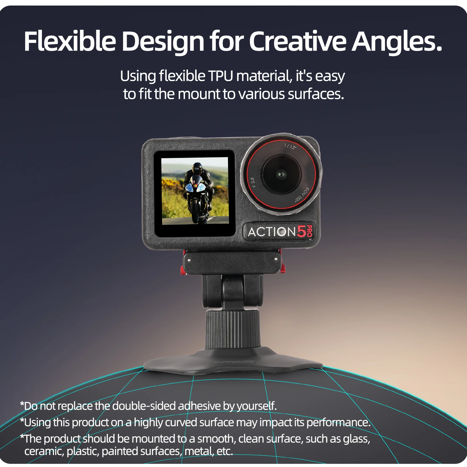 For DJI OSMO 360/Action 5Pro/4/3/2 Sports Camera Bidirectional Magnetic Sticking Base Quick-Release Adjustable Flexible Base