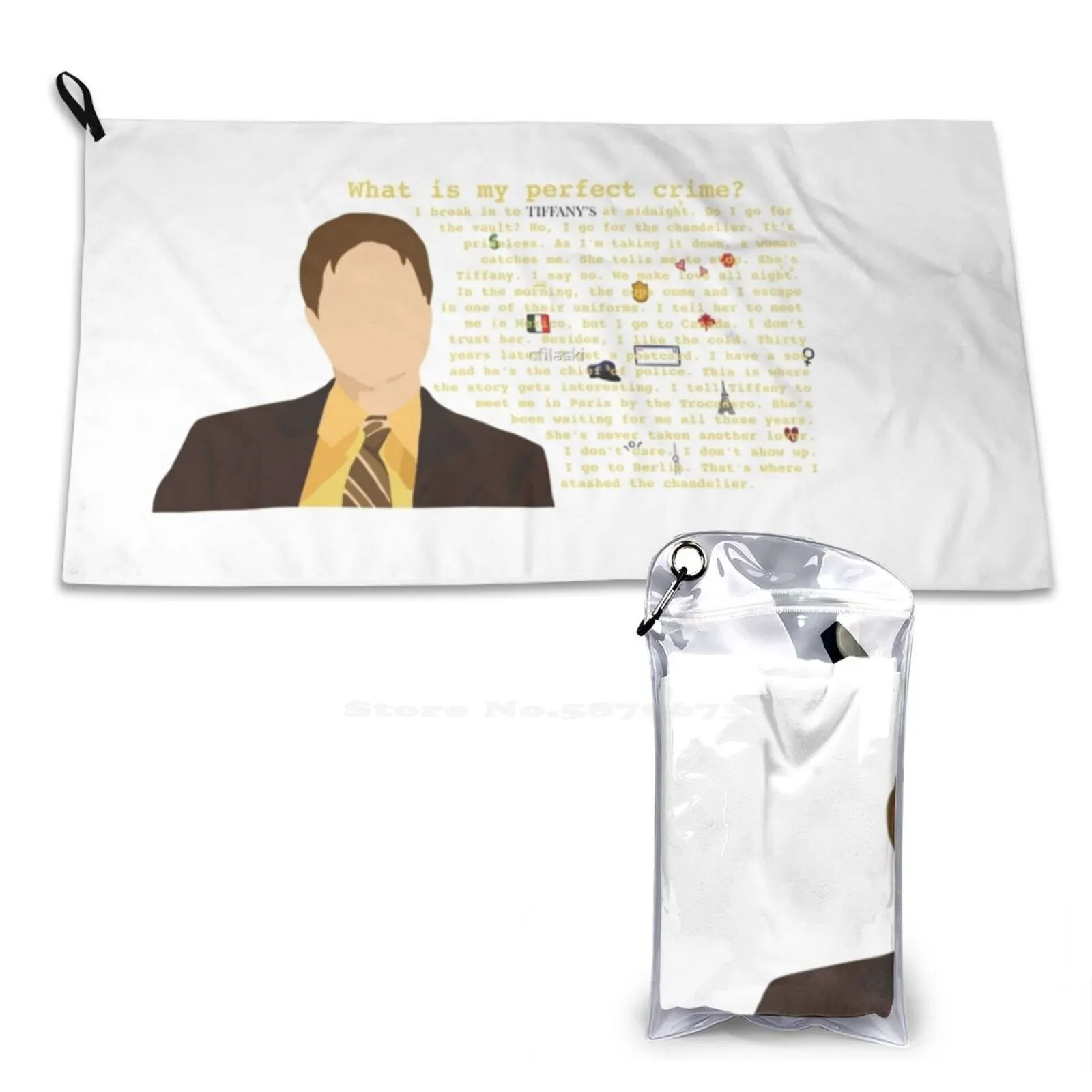 Dwight'S Perfect Crime Soft Microfiber Fabric Travel Towel Dwight Schrute Perfect Crime The Office Chandelier