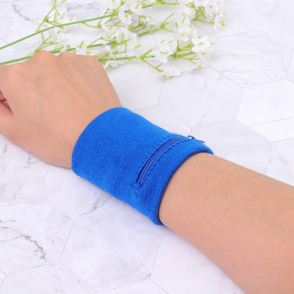 4Pcs Sports Wristband Cotton Zipper Pocket Wallet Wristband for Men Women Running Sports Zipper Workout Wallet