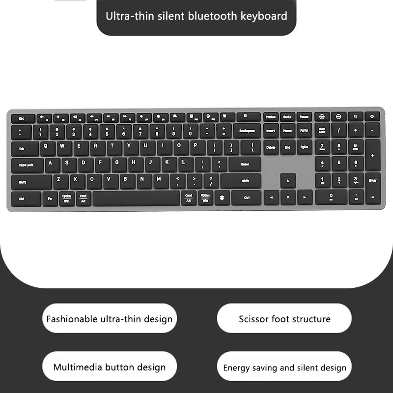 Wireless Three-mode Keyboard Aluminum Alloy Scissor Feet Business Office Silent And Thin Wireless Keyboard