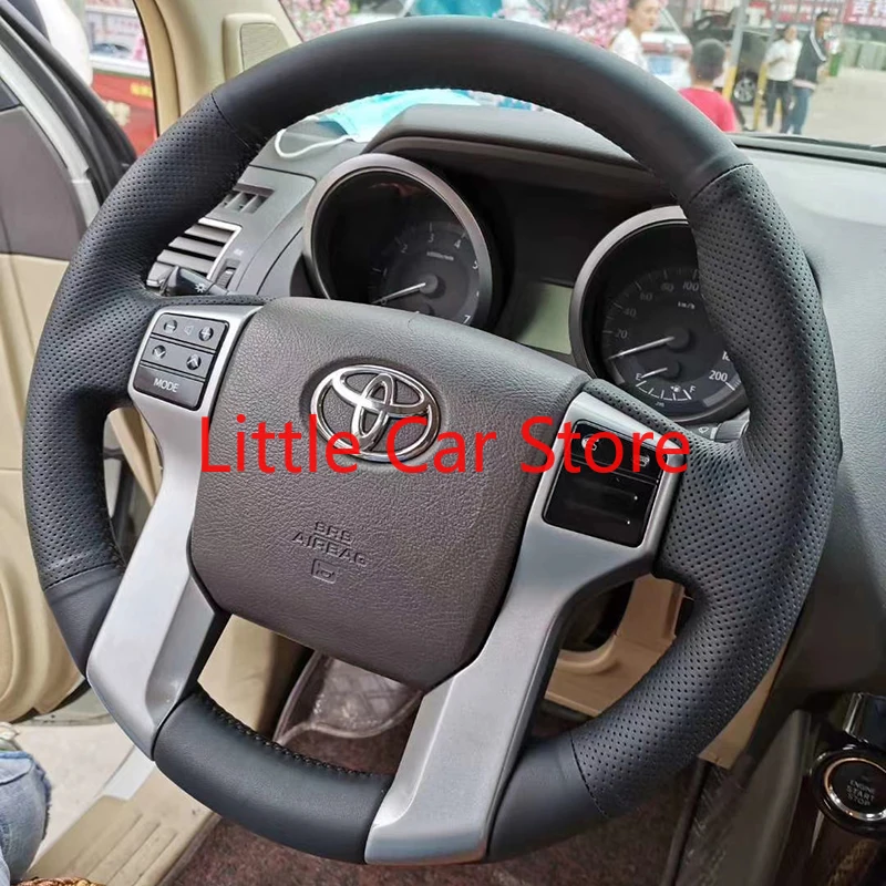 10-17 For Toyota Land Cruiser Prado DIY Sew Hand Non-slip Top Leather Steering Wheel Handle Cover Car Interior Accessories