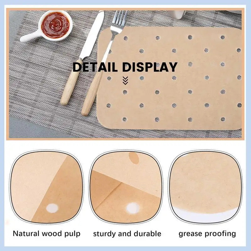 MLGB-200 Piece Air Fryer Parchment Liners For Ninja Foodi XL 6 In 1 Air Fryer Liners Pre-Cut Baking Mat For Ninja DZ201 FG551