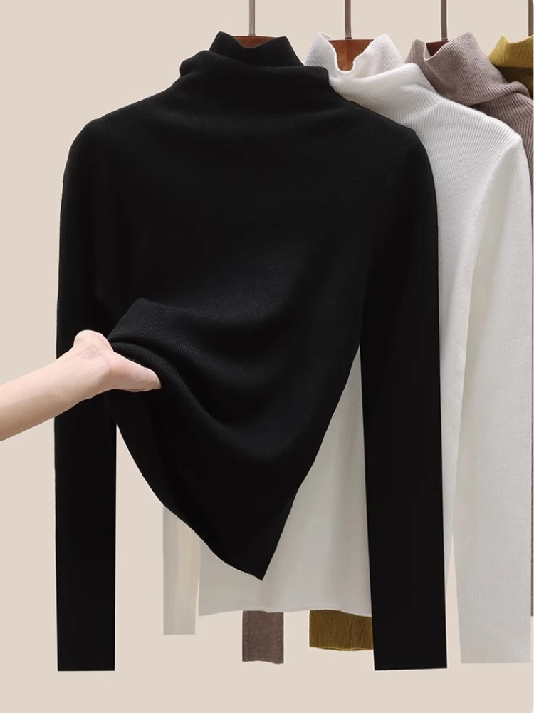 بلوفرات خريف وشتاء 2025 سترة نسائية أساسية غير رسمية بأكمام طويلة سترة محبوكة ضيقة وأنيقة