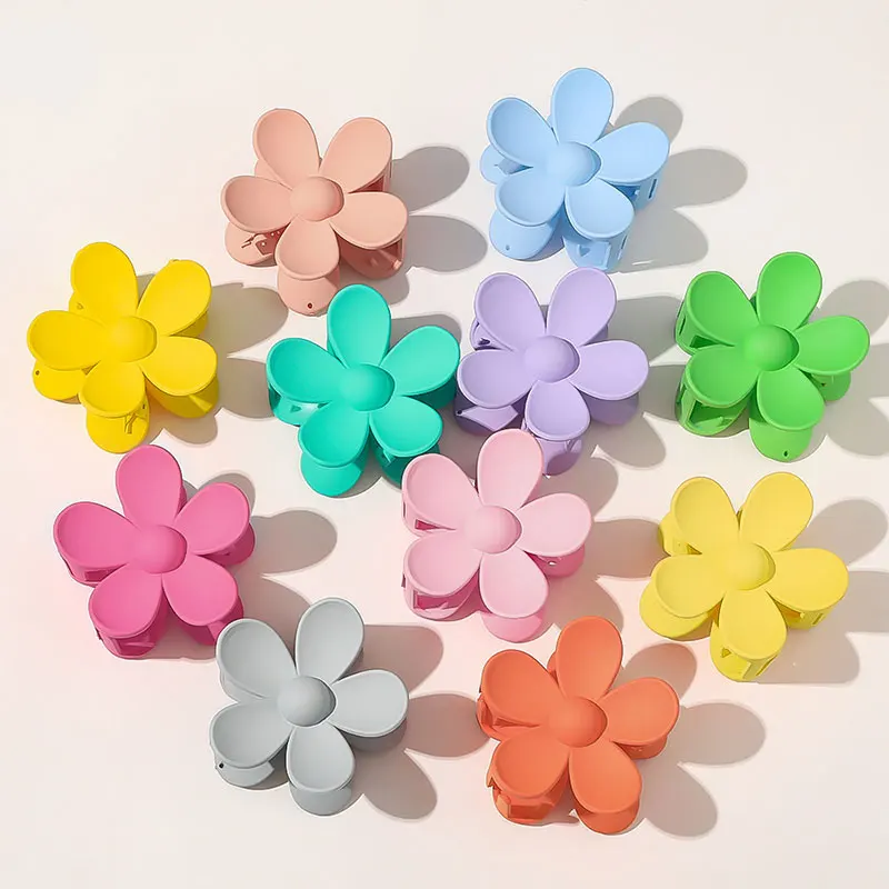 New Women Girls Cute Candy Colors Big Flower Plastic Hair Claws Sweet Hair Holder Clip Hairpin Headband Fashion Hair Accessories