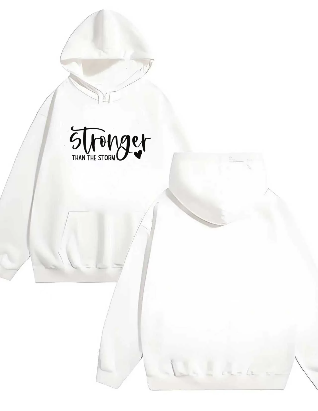 

Толстовка с капюшоном Stronger Than The Storm Letter Print 330G, вдохновляющая повседневная толстовка с капюшоном