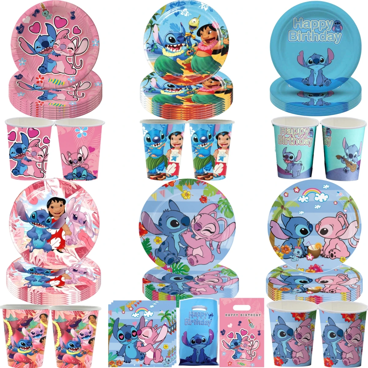 Disney Lilo&Stitch Birthday Decoration Angle Disposable Tableware Cup Plate Tablecloth Baby Shower Kids Girls Boy Party Supplies