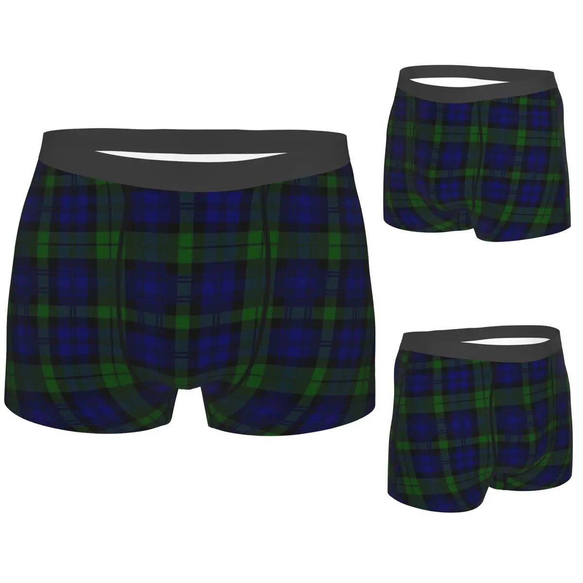 

Boxer Underpants Shorts Black Watch Blue Tartan Panties Men's Ventilate Underwear for Homme Man Boyfriend Gift