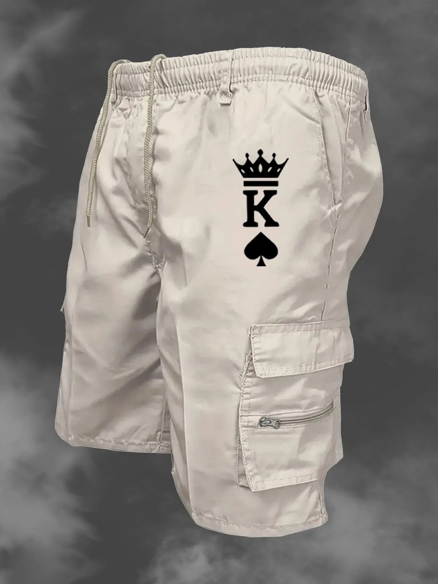 

Men's Printed Shorts Casual Loose Fit Drawstring Cargo Shorts With Zipper Side Pockets Summer Outdoor Sports Leisure And Work