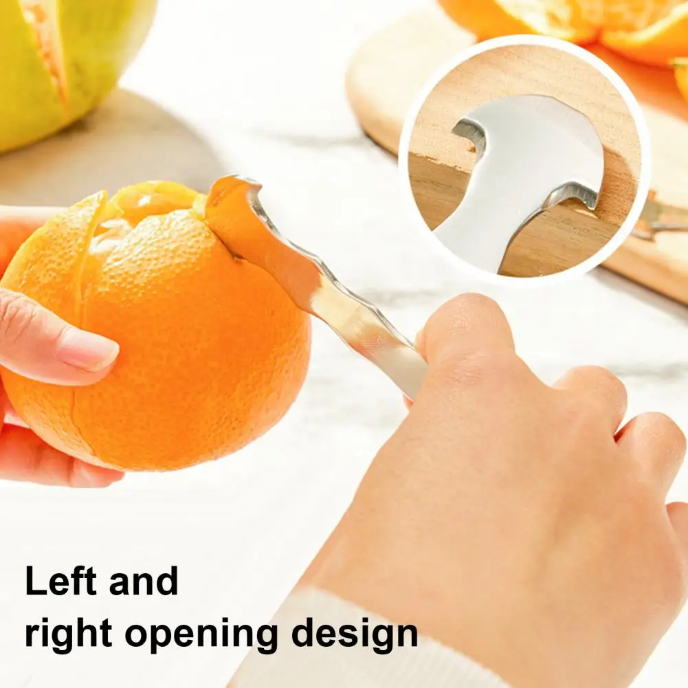 Hanging Ring Citrus Peeler Stainless Steel Orange Peeler Tool with Triangular Blade Zigzag Shovel Citrus Peeler Gadget for Easy