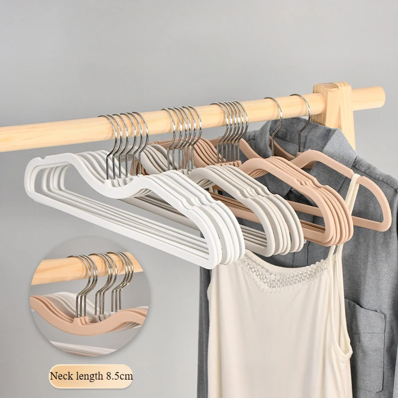 

10pcs Upgraded Short Neck Hangers,Ultra-thin Space Saving Latex Clothing Hanger for Storage,Non-trace Skin-Smooth Drying Racks