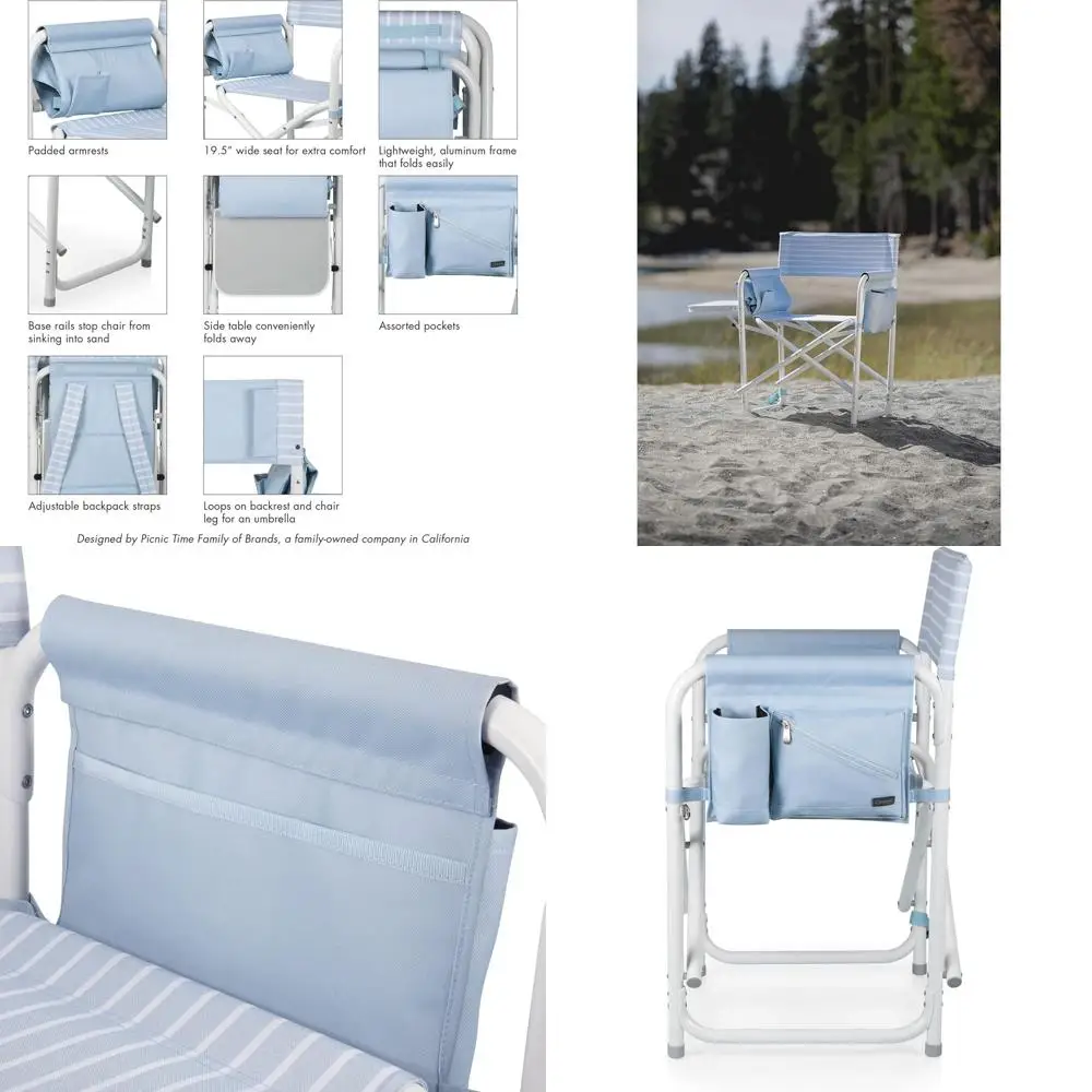 

Портативный складной стул с боковым столиком для взрослых, идеально подходит для пляжа и кемпинга