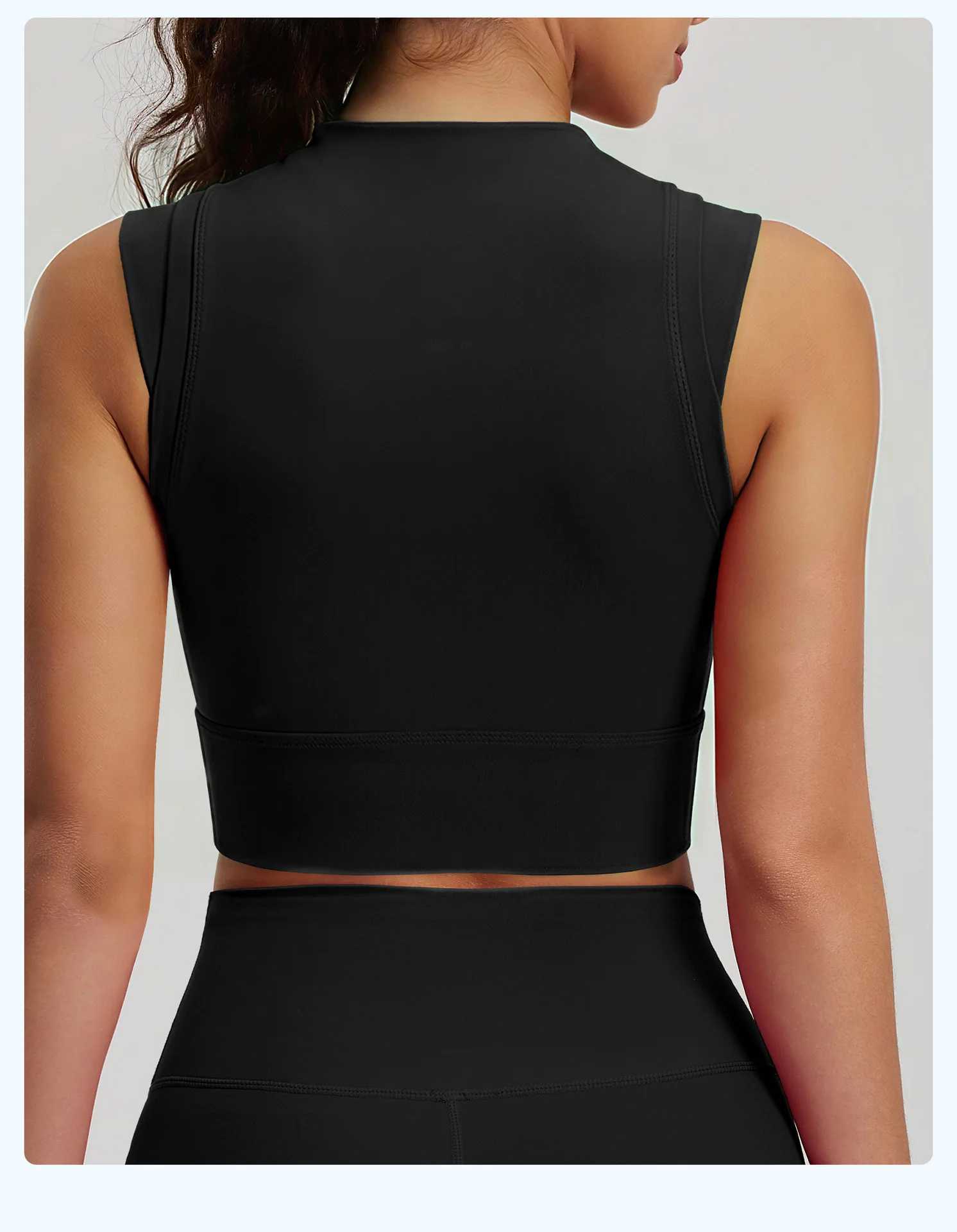 Damen-Yoga-Tanktop, hochelastisch, sportlicher BH mit leicht hohem Ausschnitt und integrierten Cups, hebt und formt den Busen, sexy Fitness – Detail 22