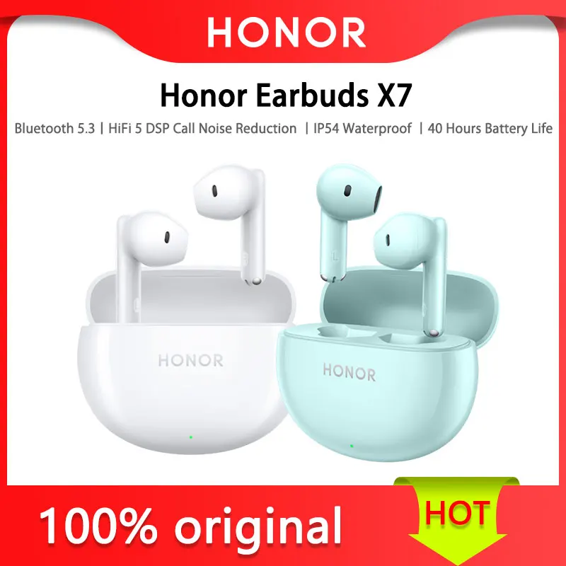 

New Original Honor Earbuds X7 Earphone Bluetooth 5.3 HiFi 5 DSP Call Noise Reduction IP54 Waterproof 40 Hours Battery Life