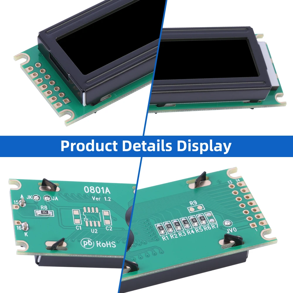 DFSTN فيلم أسود برتقالي 0801 شاشة عرض شخصية 0801 LCD 14 PIN ST7066U وحدة تحكم LCM وحدة عرض