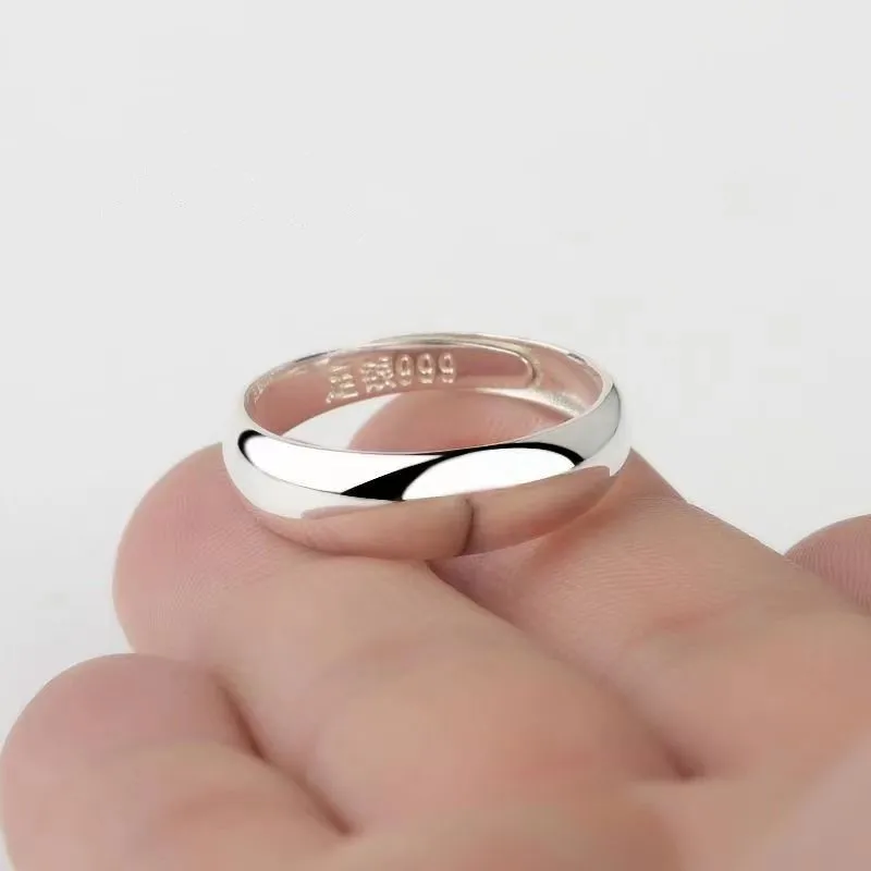 Buyee 925 Sterling Silver Couples Ring Elegant Can Engrave Name & Date Open Ring for Women Men Classic Fine Jewelry Circle - Image 2