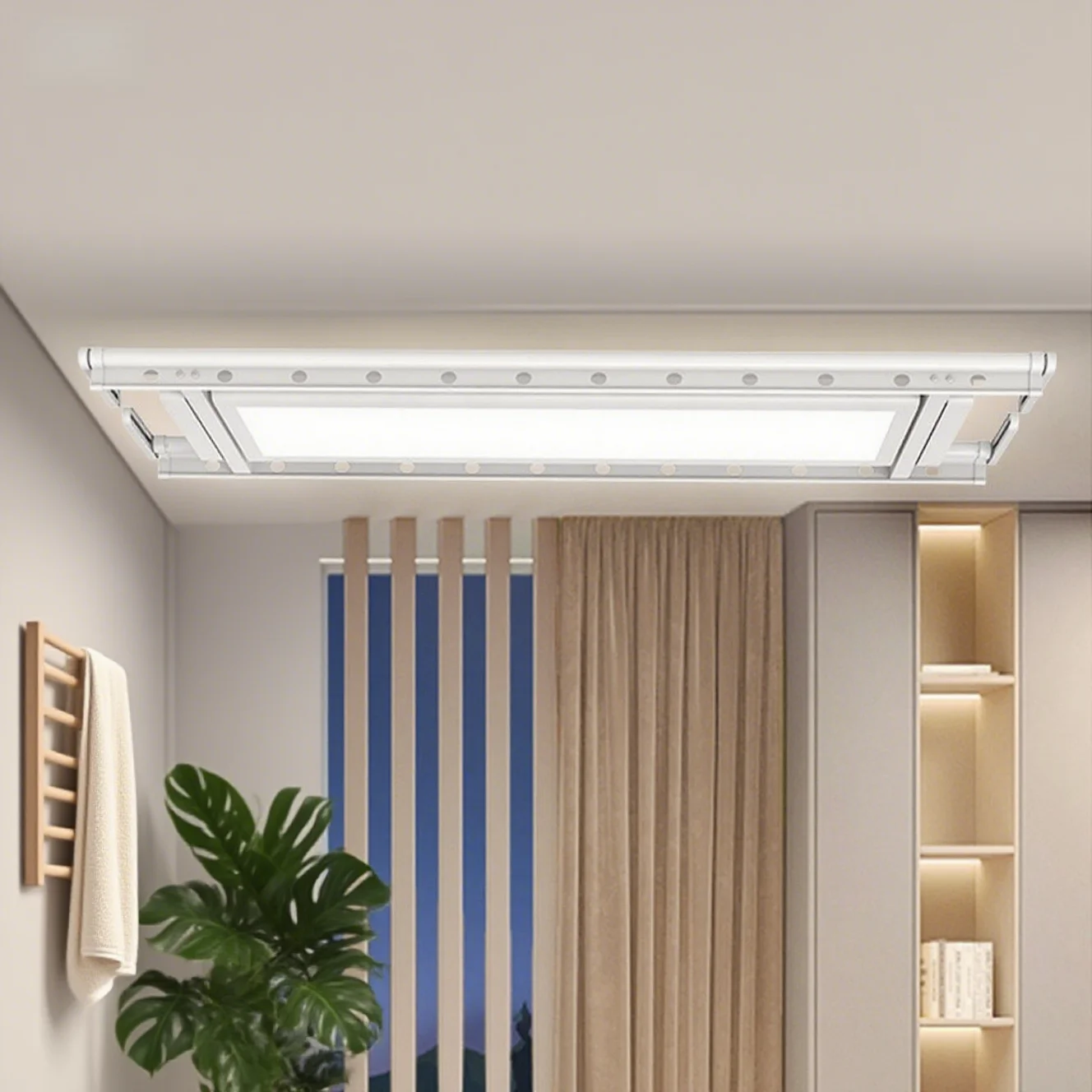 

Automatic Indoor Electric Telescopic Foldable Aluminium Clothes Rack with Remote Control for Balcony Heating & Drying