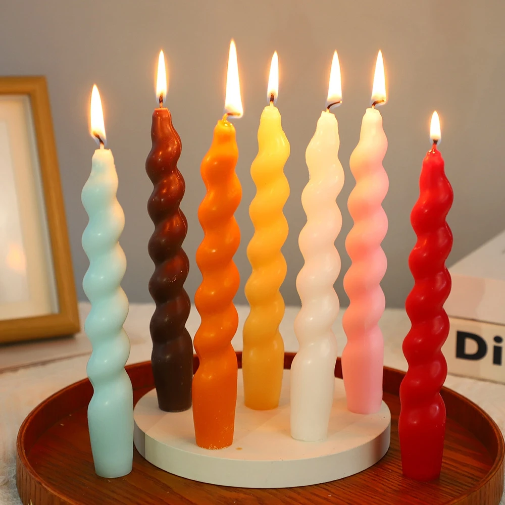

Beautiful Candle 4PCS Twisted Wax Candle Thread Colorful Candle Holiday Wedding Decoration Festival Creative Spiral Candle