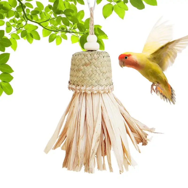 Bird Swing Toy Palm Leaf Cage Gnawing Toy Nibble Design Multi-Purpose Bird Accessories For Parakeets Medium Parrots Lovebirds