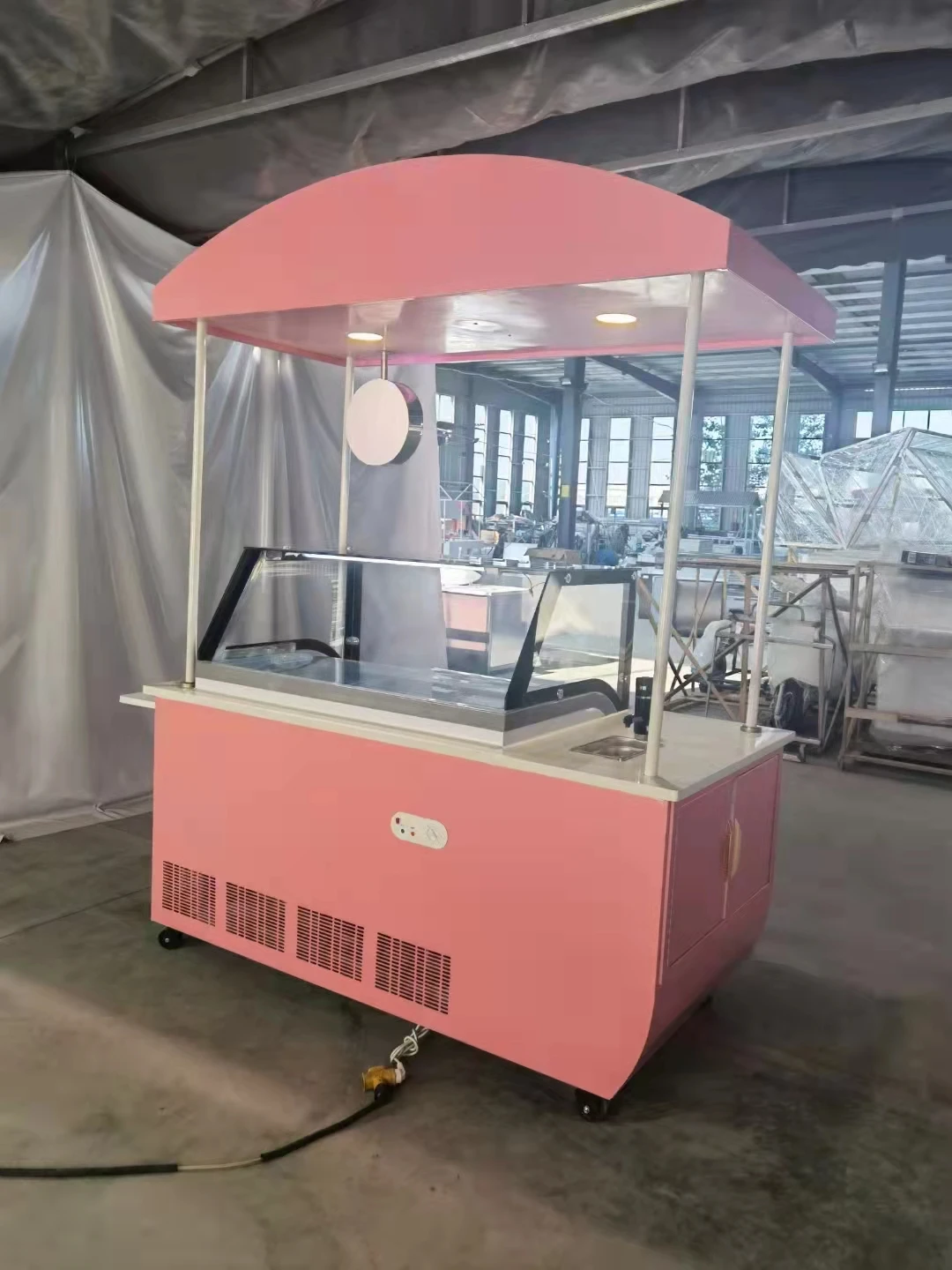 Bicicleta de sorvete manual com freezer, display de gelato, bebidas congeladas, refrigerador refrigerado, vitrine, carrinho de comida, vans