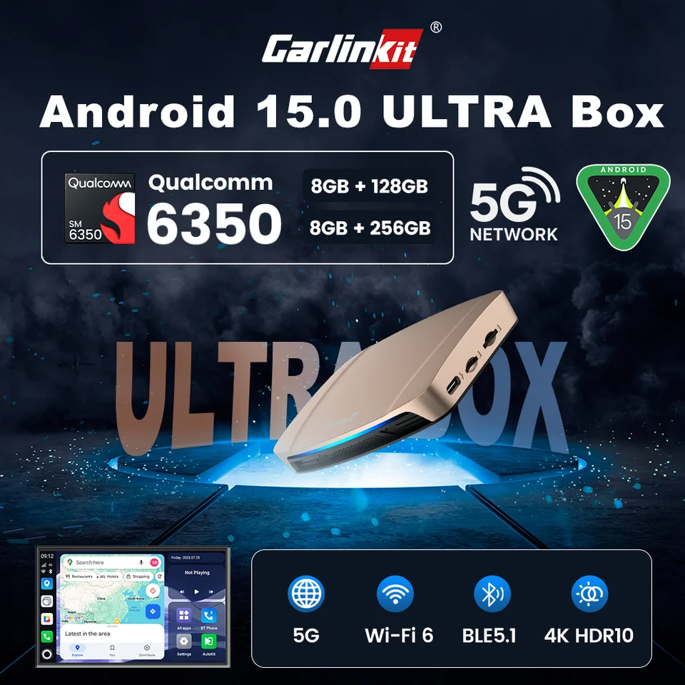 Ultra Box 8GB+256GB Android 15.0 CarPlay Wireless Adapter