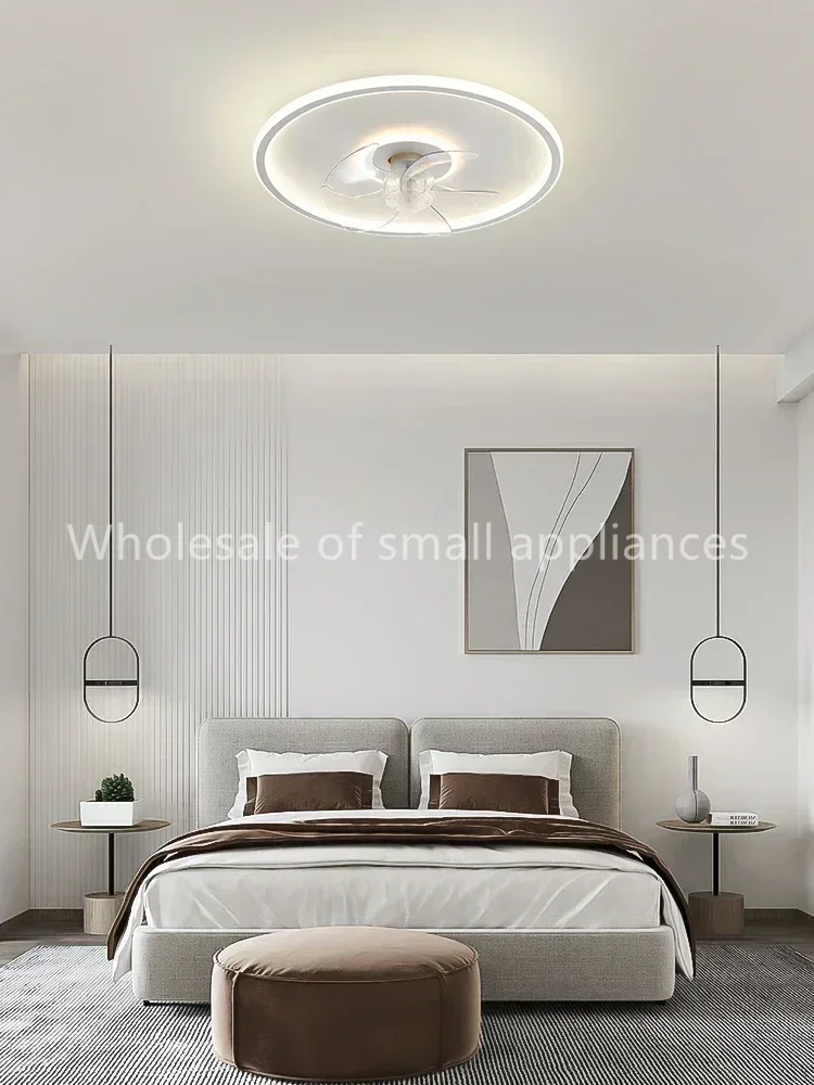 220Vnew fan light invisible silent rotating shaking head bedroom ceiling light geometric study restaurant lighting electric fan