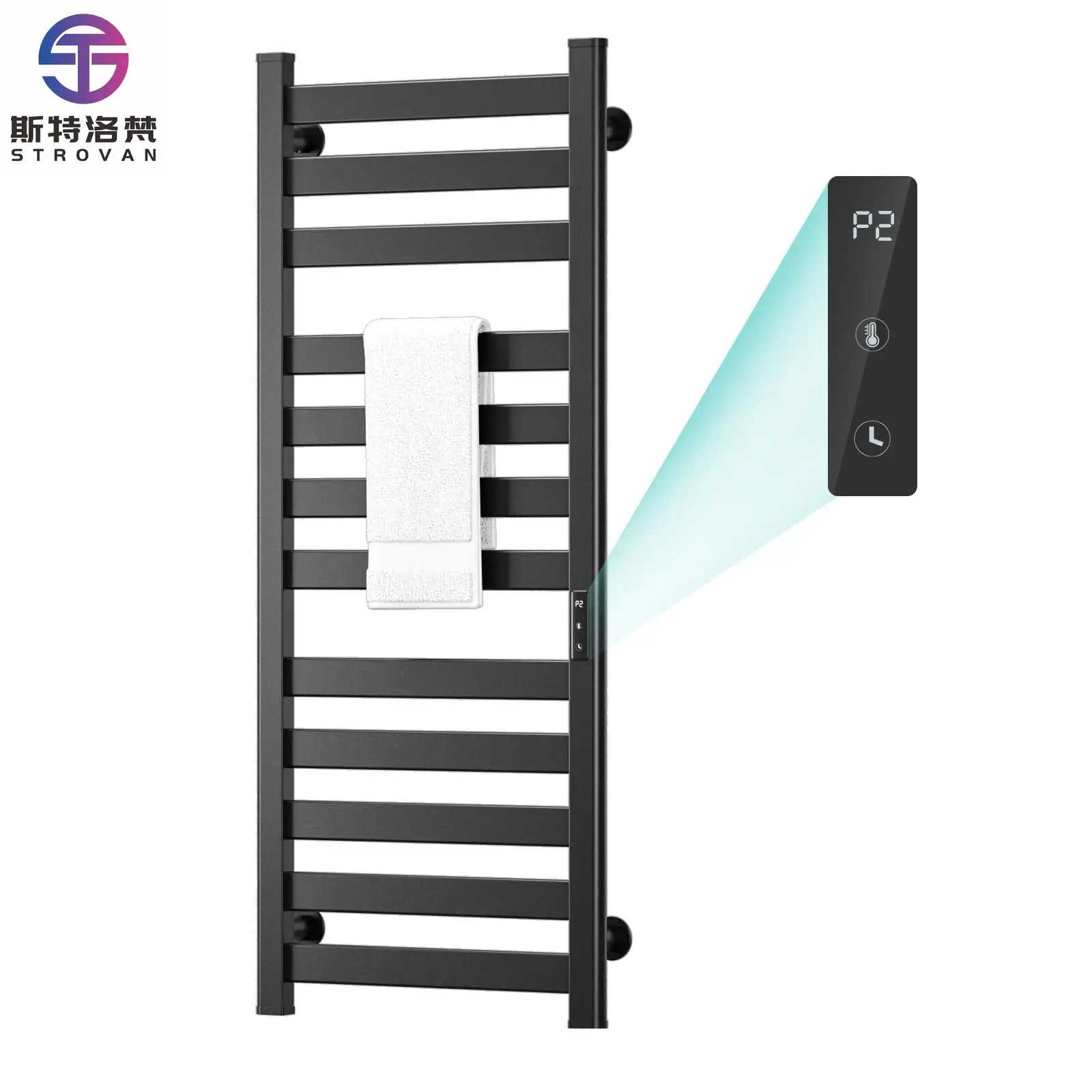 

Aluminum Wall-mounted Bathroom Towel Warmer / Electric Towel Drying Rack with Timer and Temperature Control