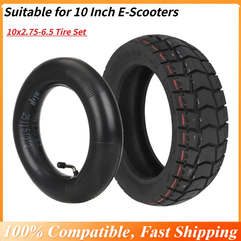 Image of 10x2,75-6,5 Reifenset für 10-Zoll-E-Scooter, Hochleistungs-Schlauch und Außenreifen, Doppelter Schutz mit Pannenschutz