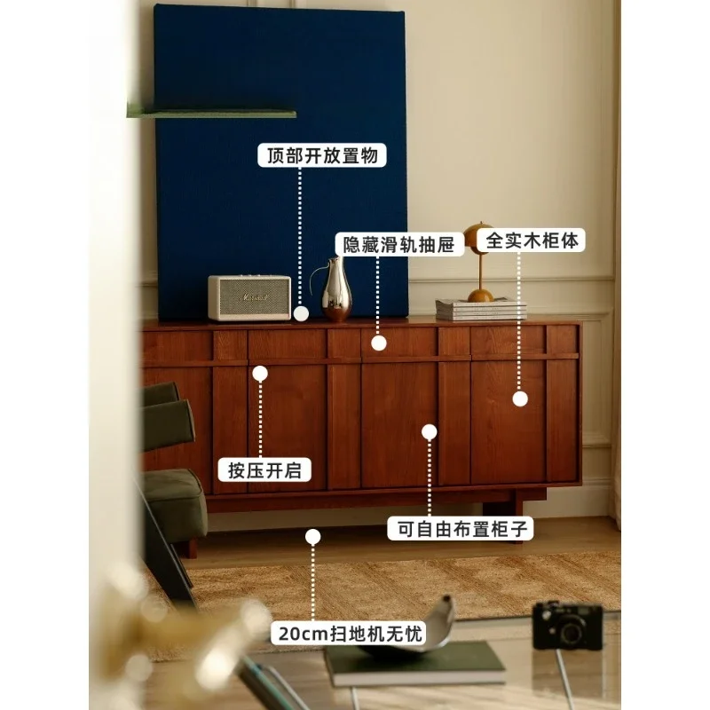 

Solid wood dining side cabinet, medieval style living room against the wall log wall storage cabinet