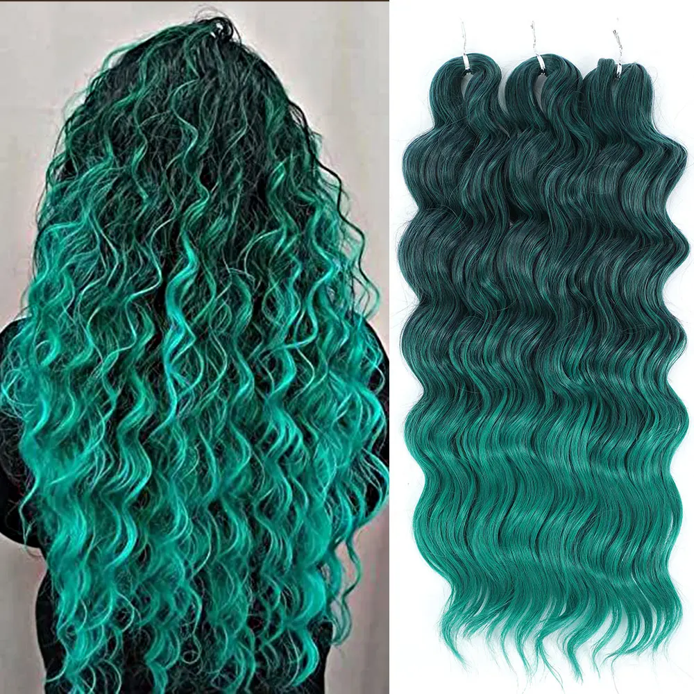 

300G Ombre Grey Deep Wave Twist Crochet Hair 24 Inch Rainbow Soft Synthetic Hair Weave Ombre Brown Colorful Braiding Hair