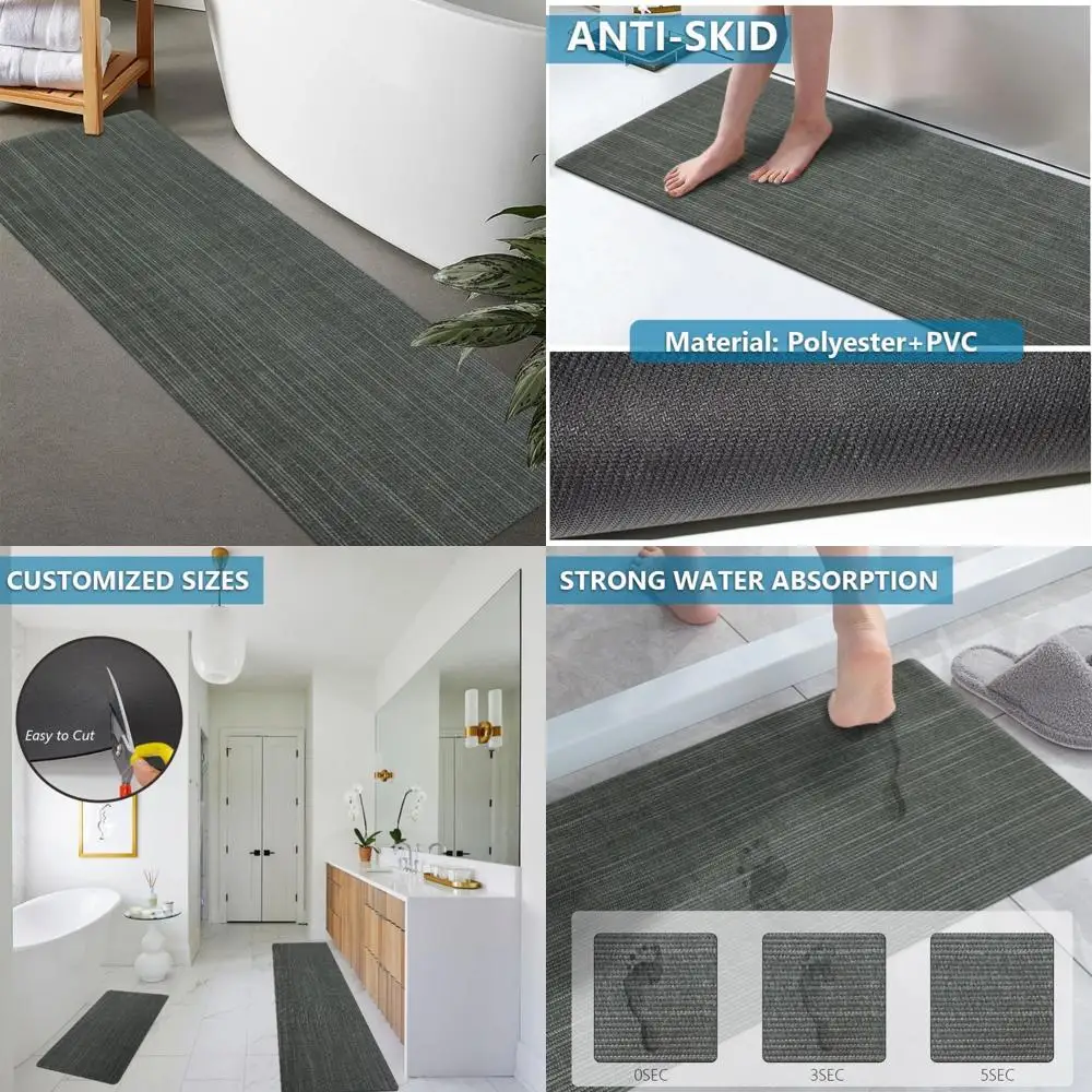 

Резиновый противоскользящий коврик для ванной по индивидуальному заказу — быстросохнущий, супервпитывающий, тонкий для легкого оформления дверей, моющийся пол в ванной комнате.