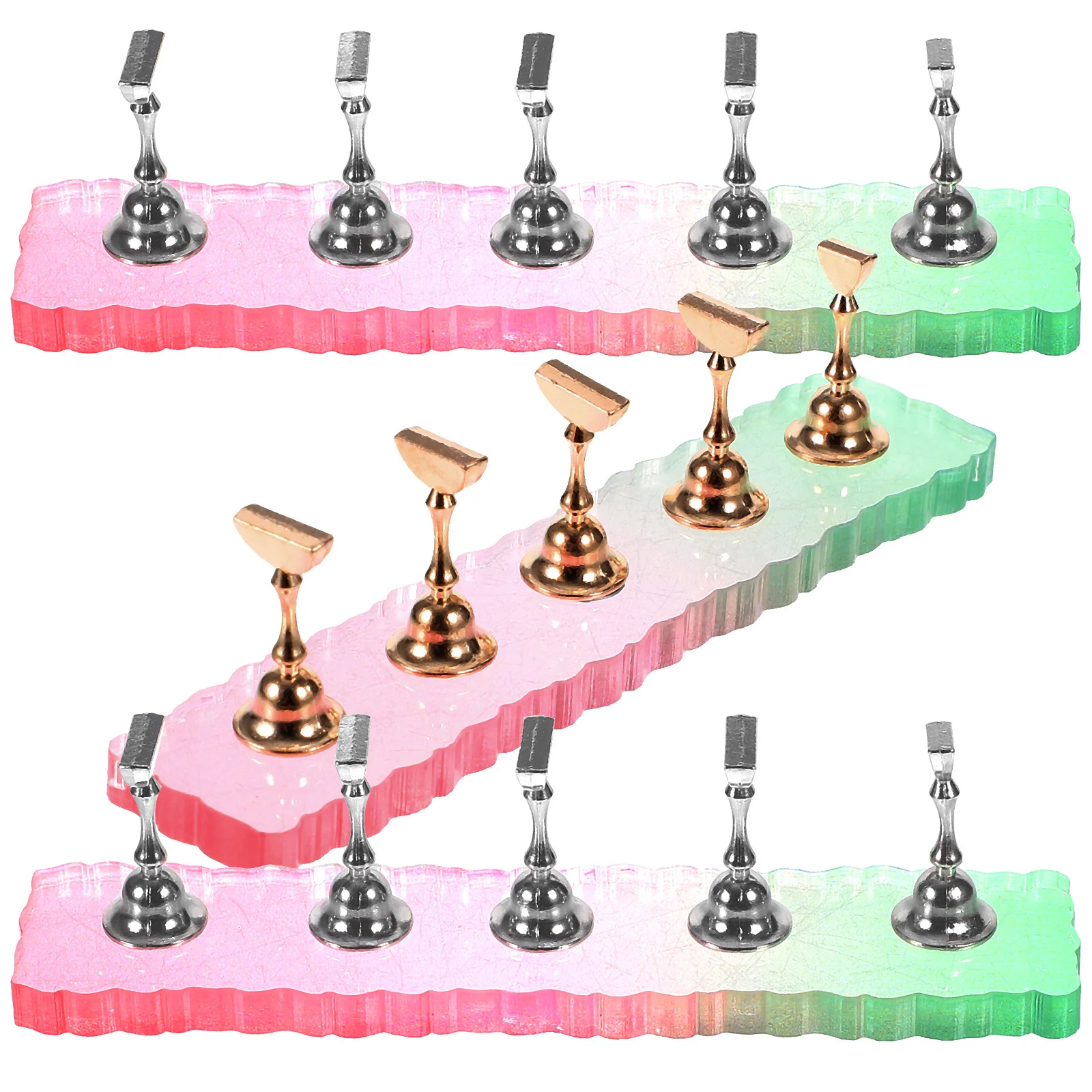 

3Sets Nail Stands for Press on Professional Fake Nails Holder Portable Easy Clean Nail Art Practice Stand with Stable Base