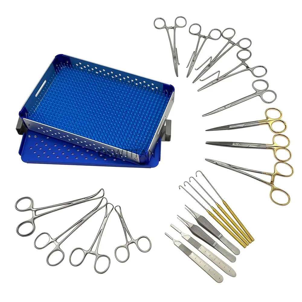 Animal Ovariectomy Spay Kit With Box Animal Ovary Ligation Sterilization Tool Pet Surgery Instruments Set