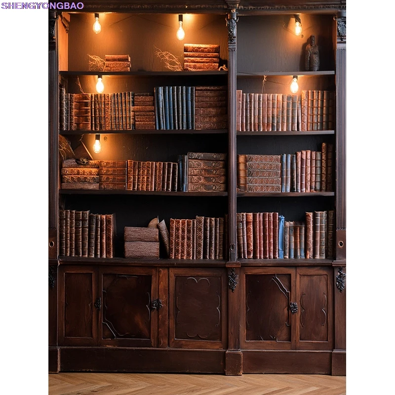 

Baroque Ornate Library Bookshelf Photography Backdrops Props Reading Furniture Bookcase Meeting live Indoor Background DV-03