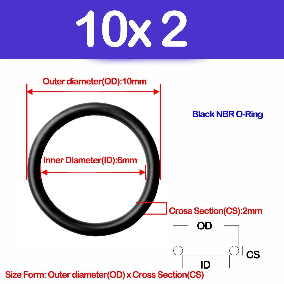WD CS 2mm,NBR O Ring Sealing Gasket Nitrile Rubber Washers for Car Auto Vehicle Repair Professional Plumbing Air Gas,OD x WD