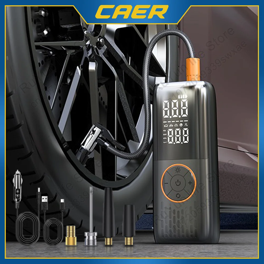 

Накачка шин с манометром для автомобиля, велосипеда, мотоцикла, шариков, портативный беспроводной воздушный компрессор со светодиодной подсветкой, аксессуар