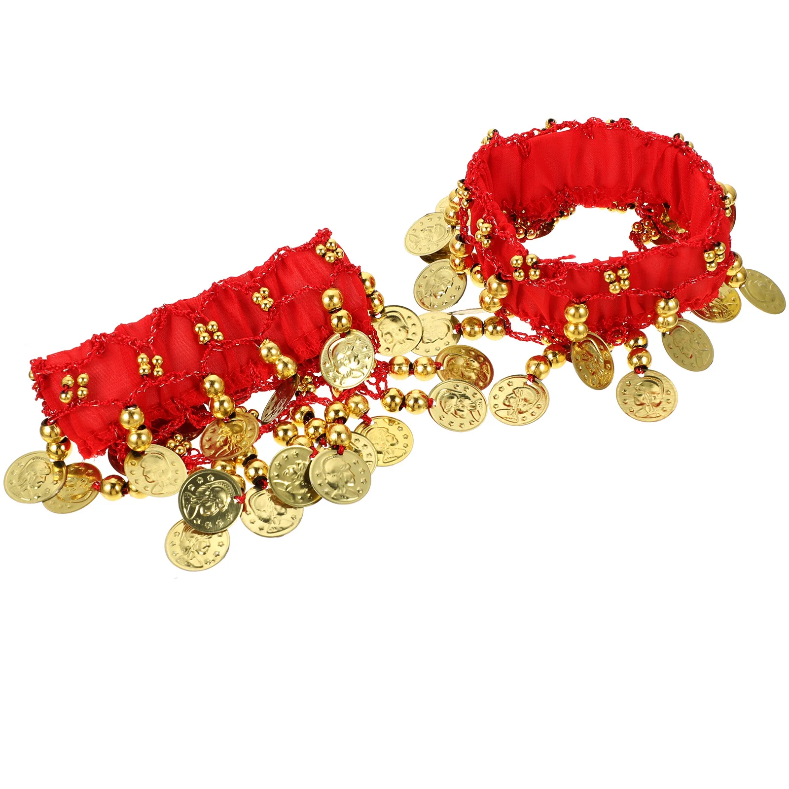 2Pcs Belly Dance Ankle Bracelets Coin Ankle Jewelry Belly Dancing Foot Anklet for Wedding Party Performance Accessories