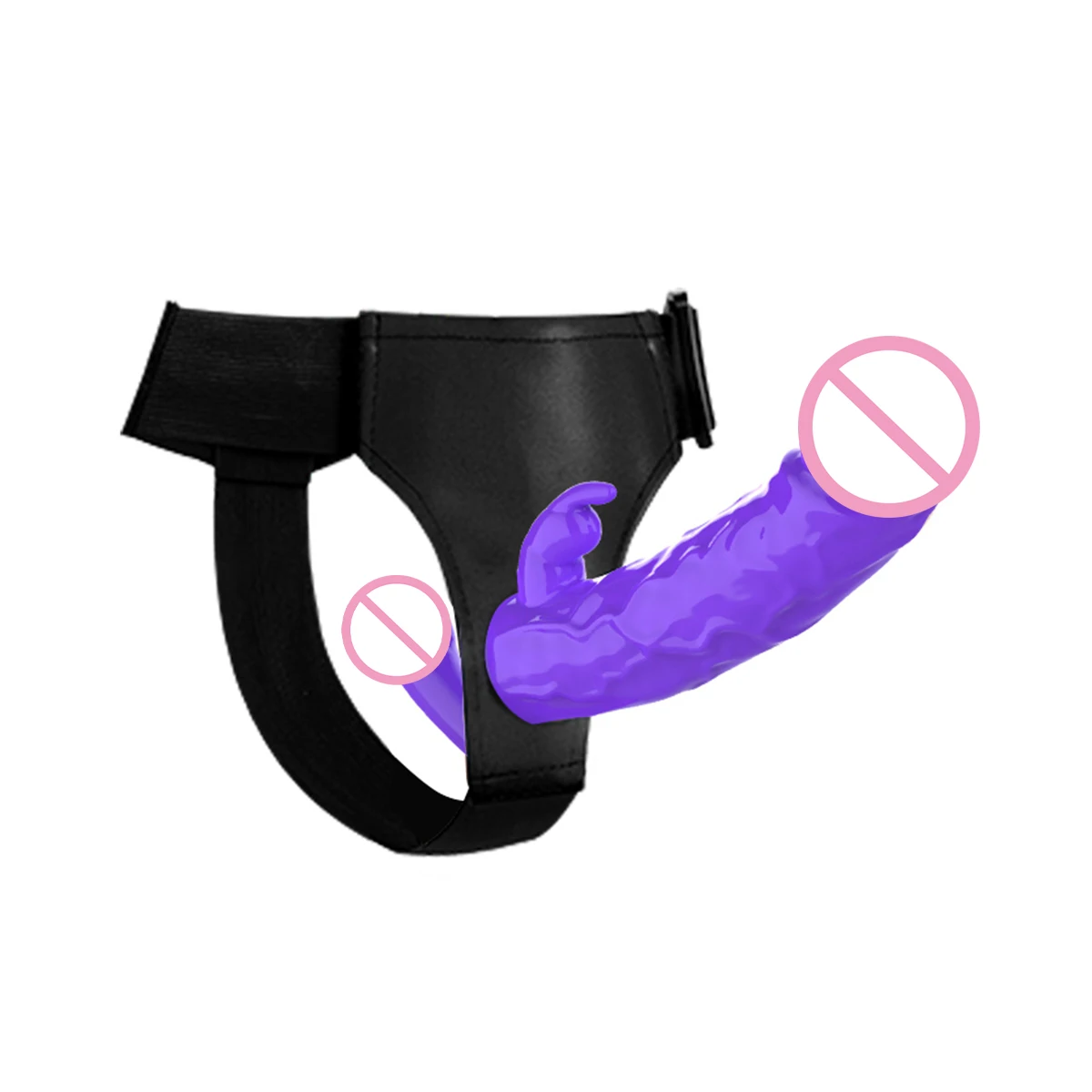 2 in 1 Silicone Double Head Strap on Dildo Rabbit Shape, Detachable Head, Wearable Adult Sex Toy for Men Women