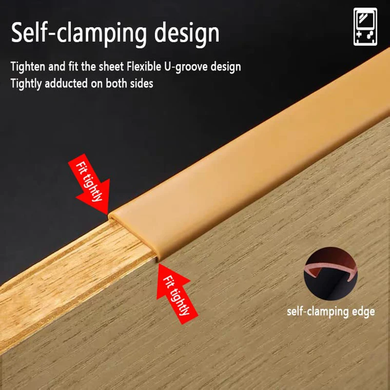 Protector de borde autoadhesivo en forma de U de 5M para muebles, bandas de borde de goma, reparación de gabinete, restauración, cinta protectora de chapa de madera