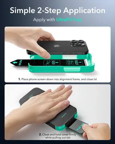 ESR pour 3 Pack iPhone 17/16/15/14/13 Pro Max Protecteur d'écran Armorite Verre Trempé Film Militaire HD/Privatie avec Bordure Noire