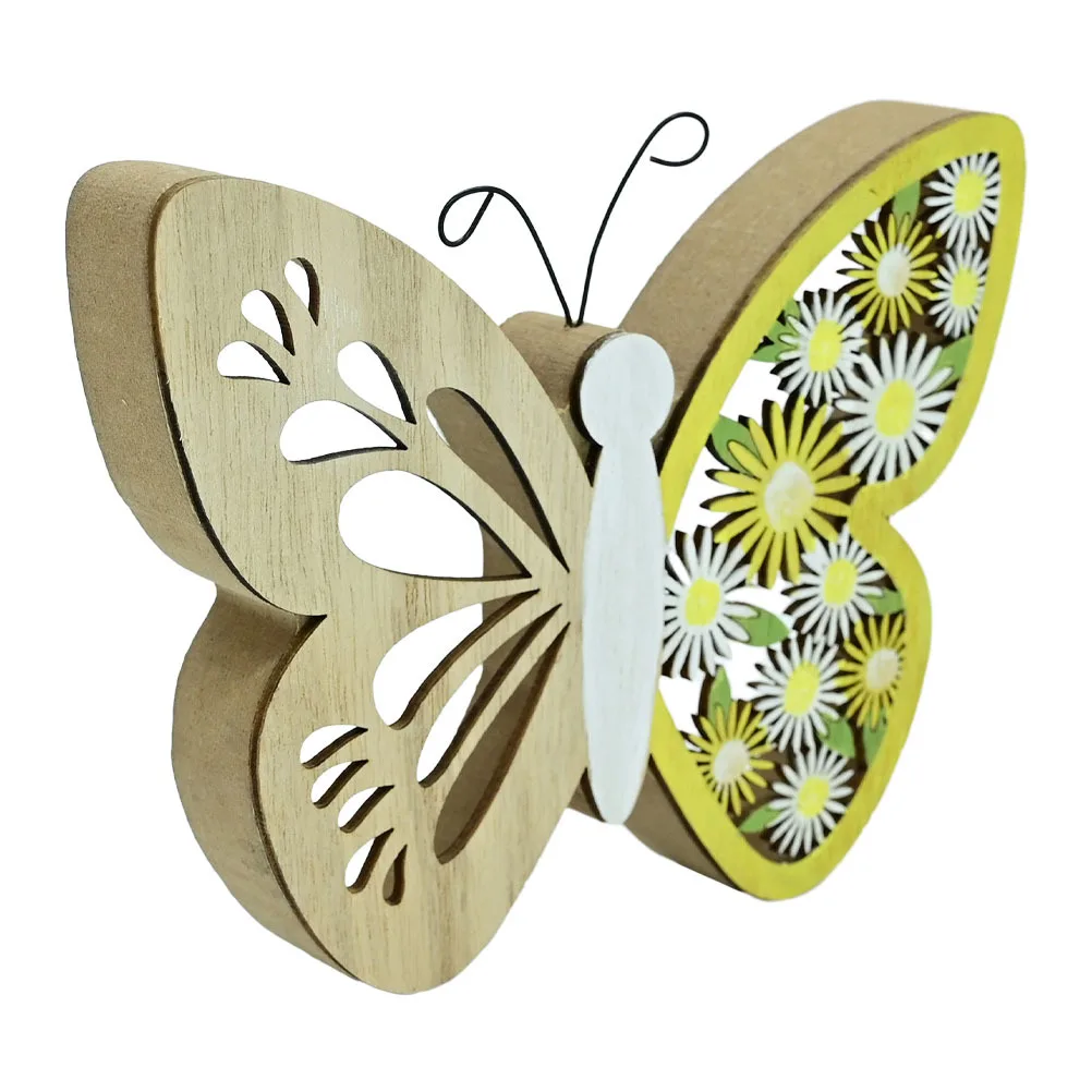 

Wooden Butterfly Decor Hollow Carved Art Piece Easter Desktop Ornament Natural Rustic Style Home Decoration Spring Butterflies