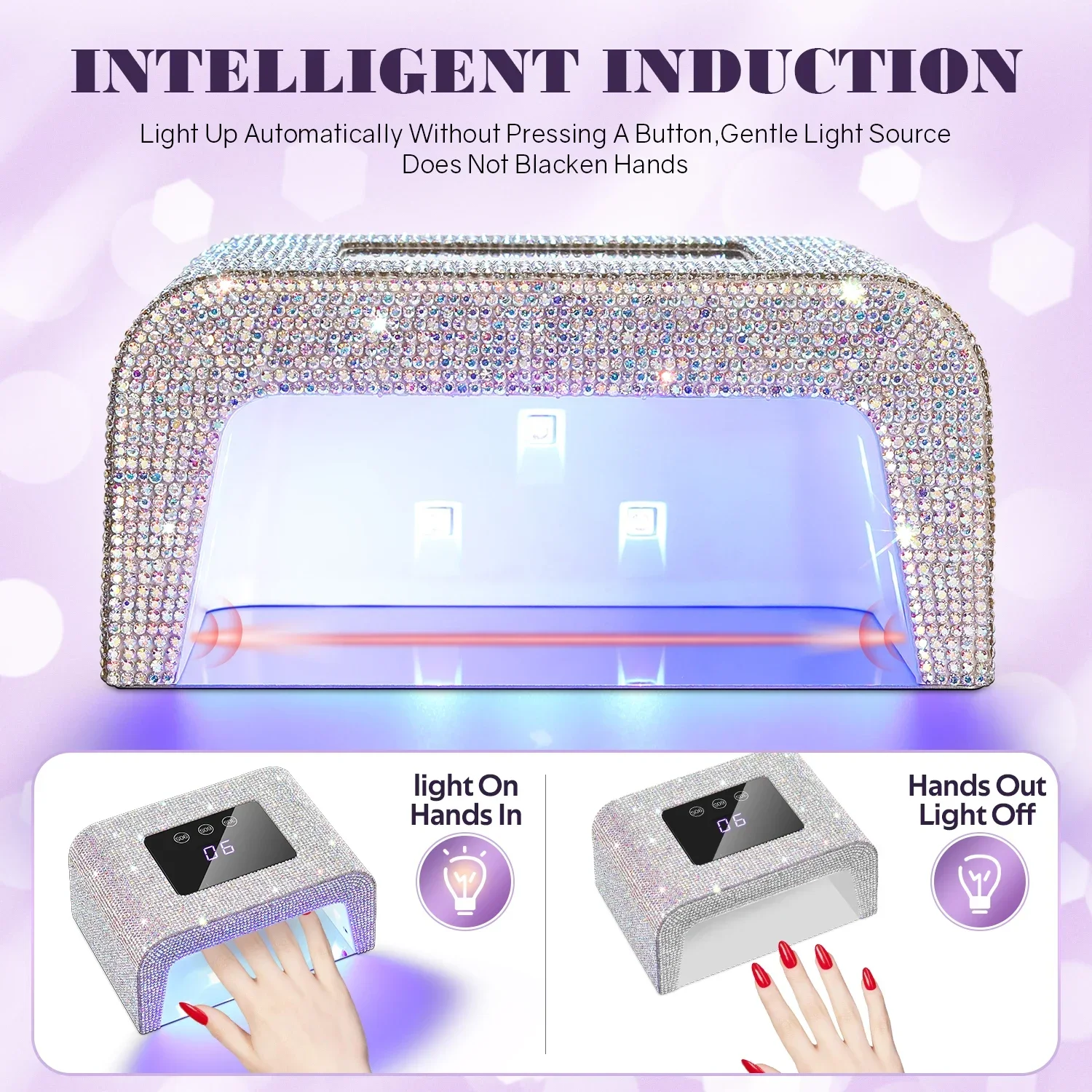 15W UV-lichtdroger voor nagels Gellak met 15 lampkralen 3 timerinstellingen HD-scherm Autosensor Professionele nagellamp