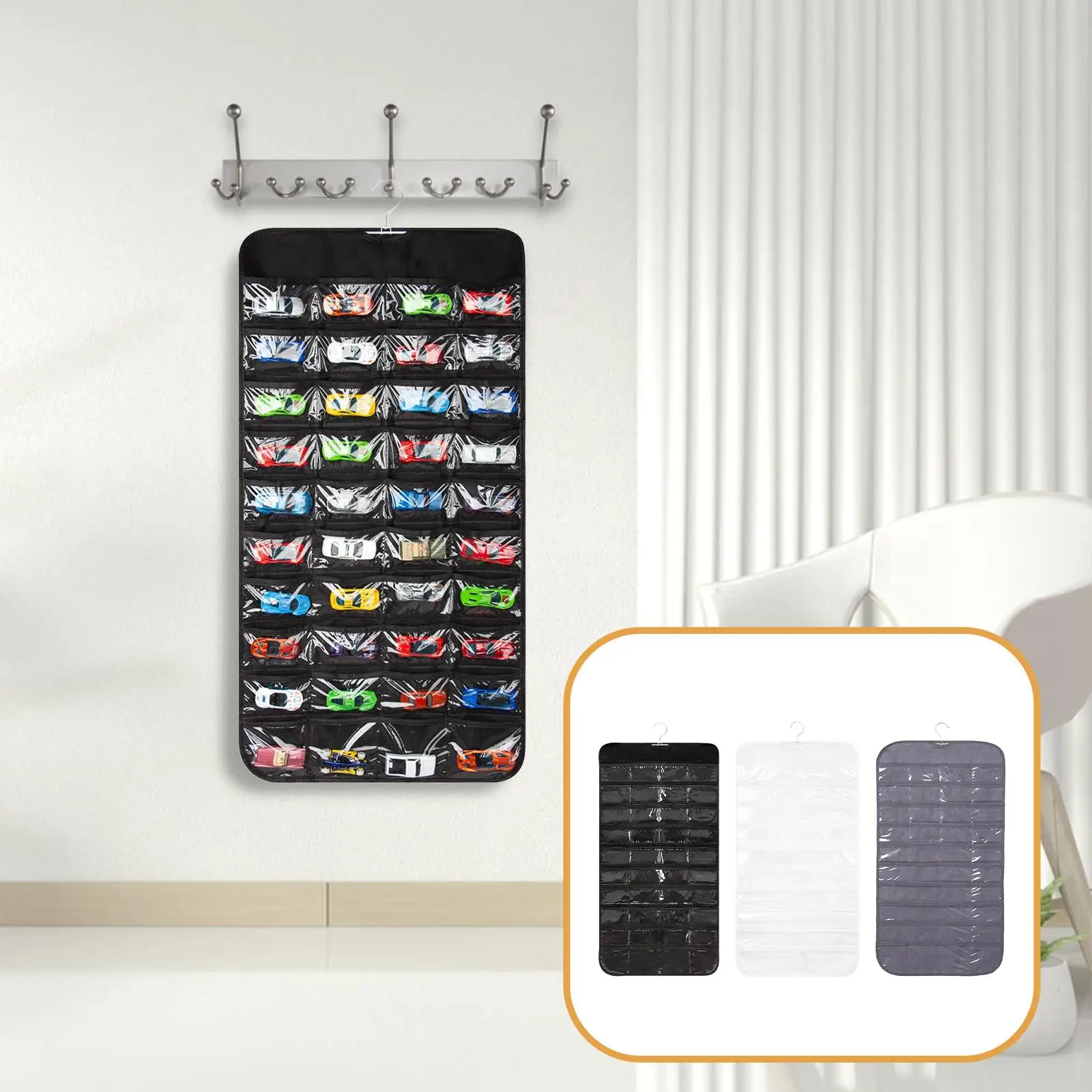 لعبة سيارة معلقة منظم 80 جيوب متعددة الأغراض تخزين منظم تخزين حامل للقلائد والأقراط باب خزانة غرفة النوم #3