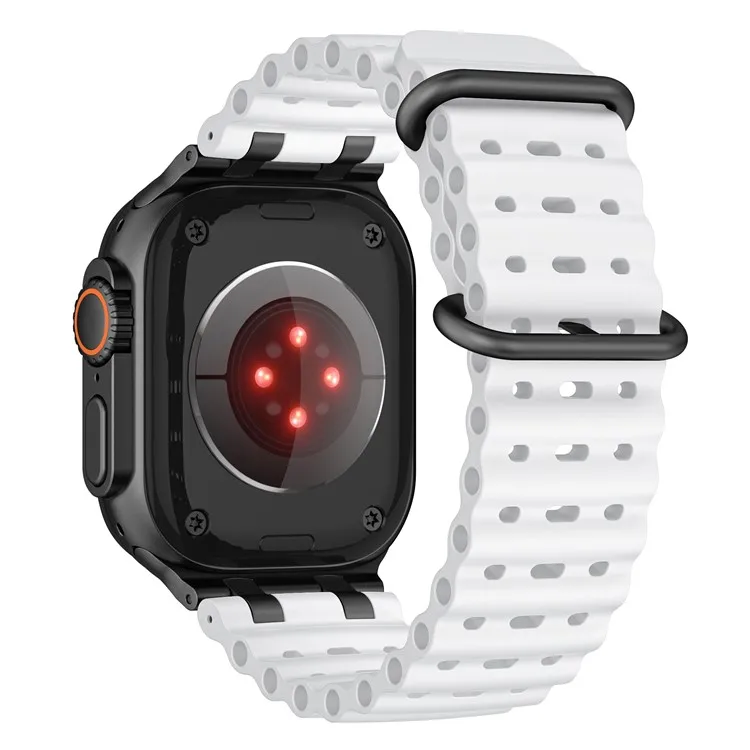 

Ocean Watch Strap for Apple Watch Series 10 Ultra 9 8 7 SE 6 5 4 3 2 1 46mm 49mm 45mm 44mm 42mm Silicone Band - White+Black Buck