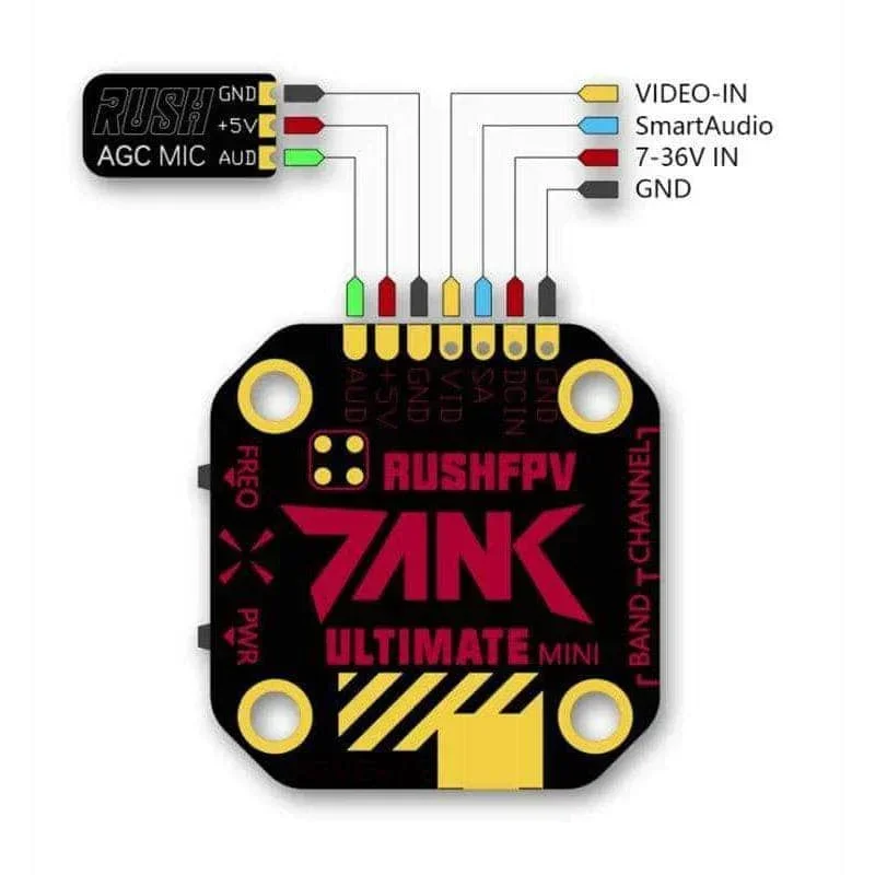 RUSHFPV-Transmetteur vidéo 2-8S, taille K corde TIMRapidly MINI VTX, 20x20mm, 5.8G 48CH 800mW FPV